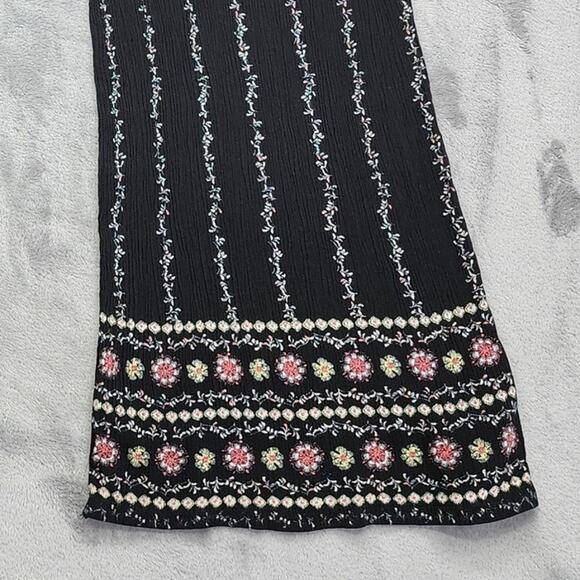 Three Dots Pants Womens XL Black Printed Floral Smocked Waist Wide Leg Flowy - Picture 2 of 11